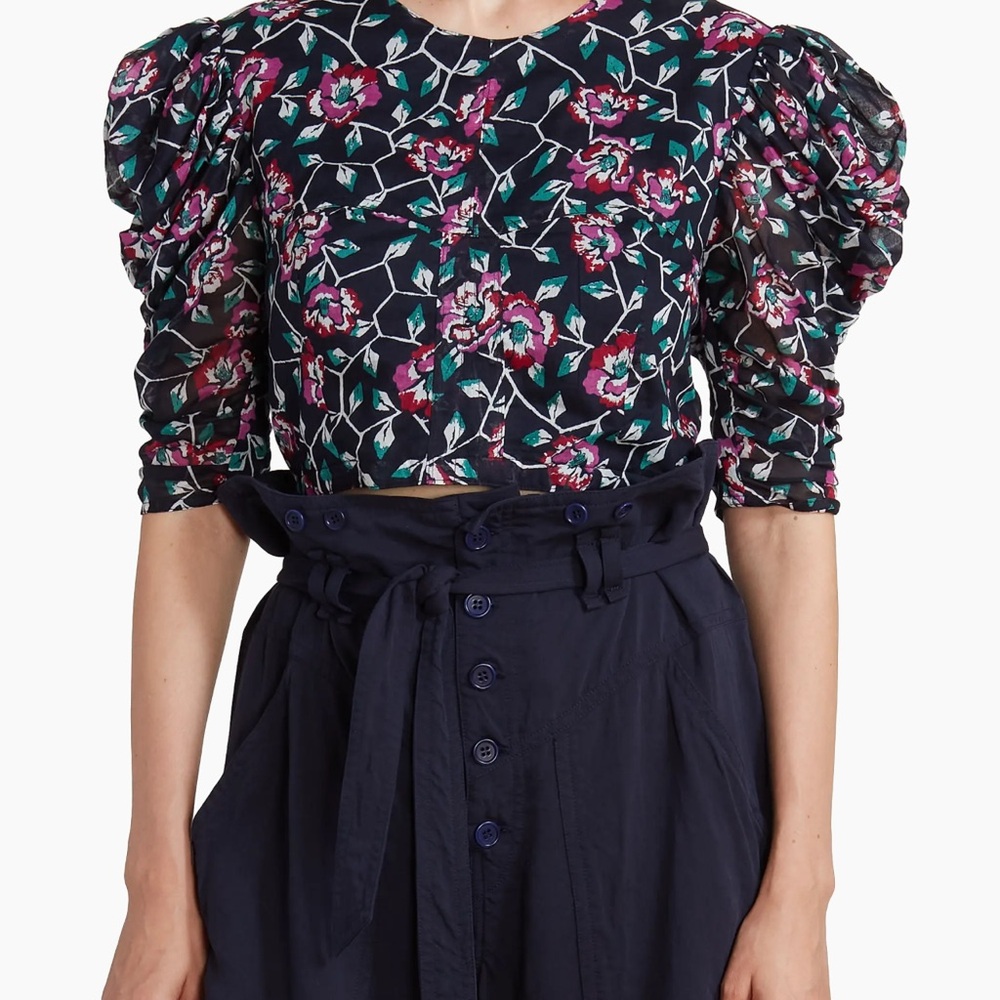 Isabel Marant Floral Puff Sleeve Top size 44/US12